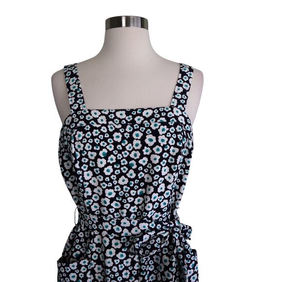 DKNY Womens Belted Ditzy Floral Dress Size 8 Groovy Cute Retro Picnic Date NEW - Picture 2 of 10